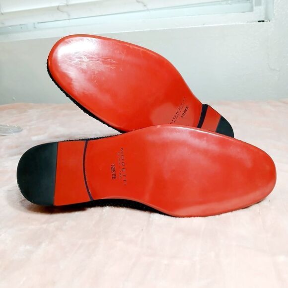 Moretti Black Label Black Textured Slip-On Loafers Size 12EEE - Picture 6 of 7